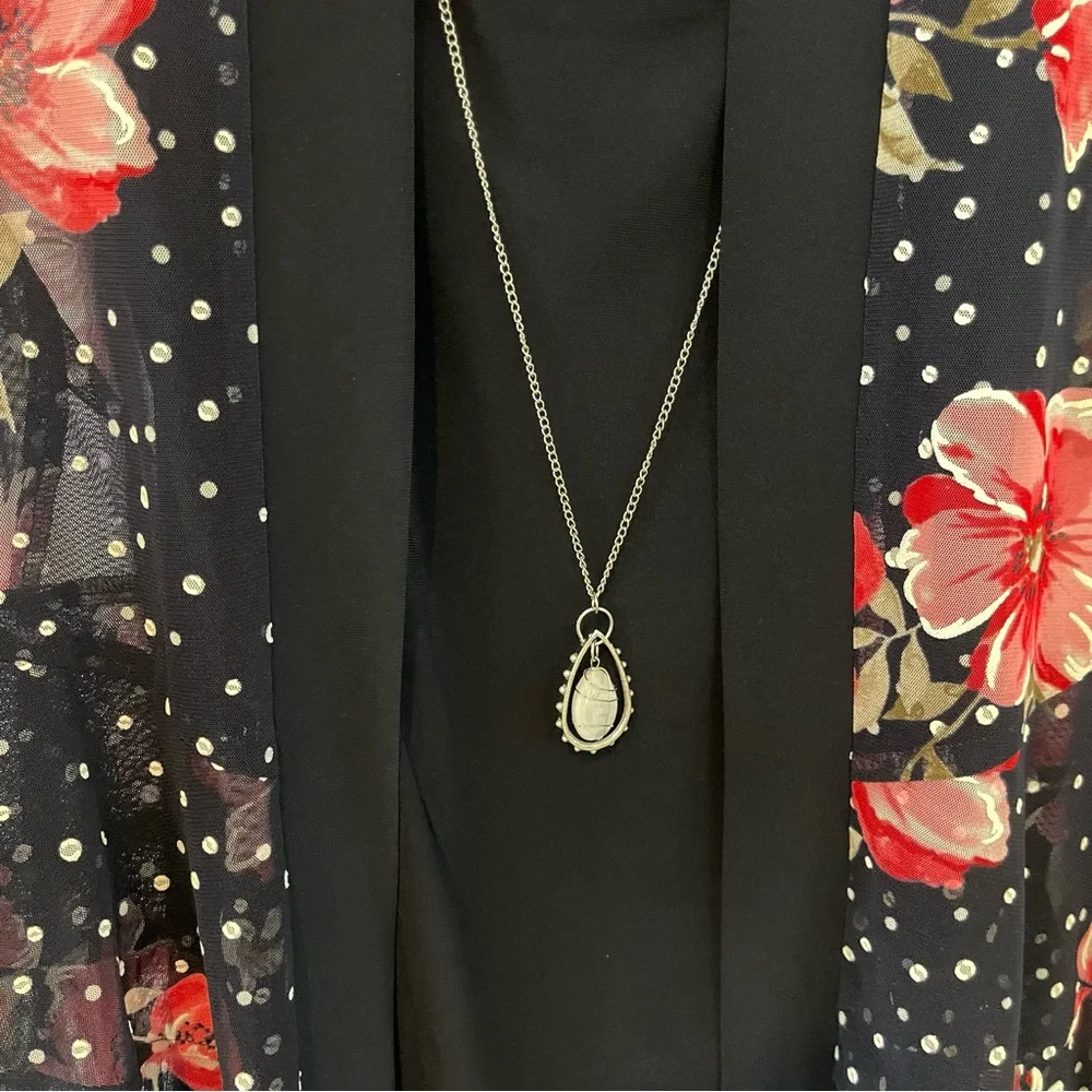 R & M Richards Womens Floral Jacket Dress With Removable Necklace